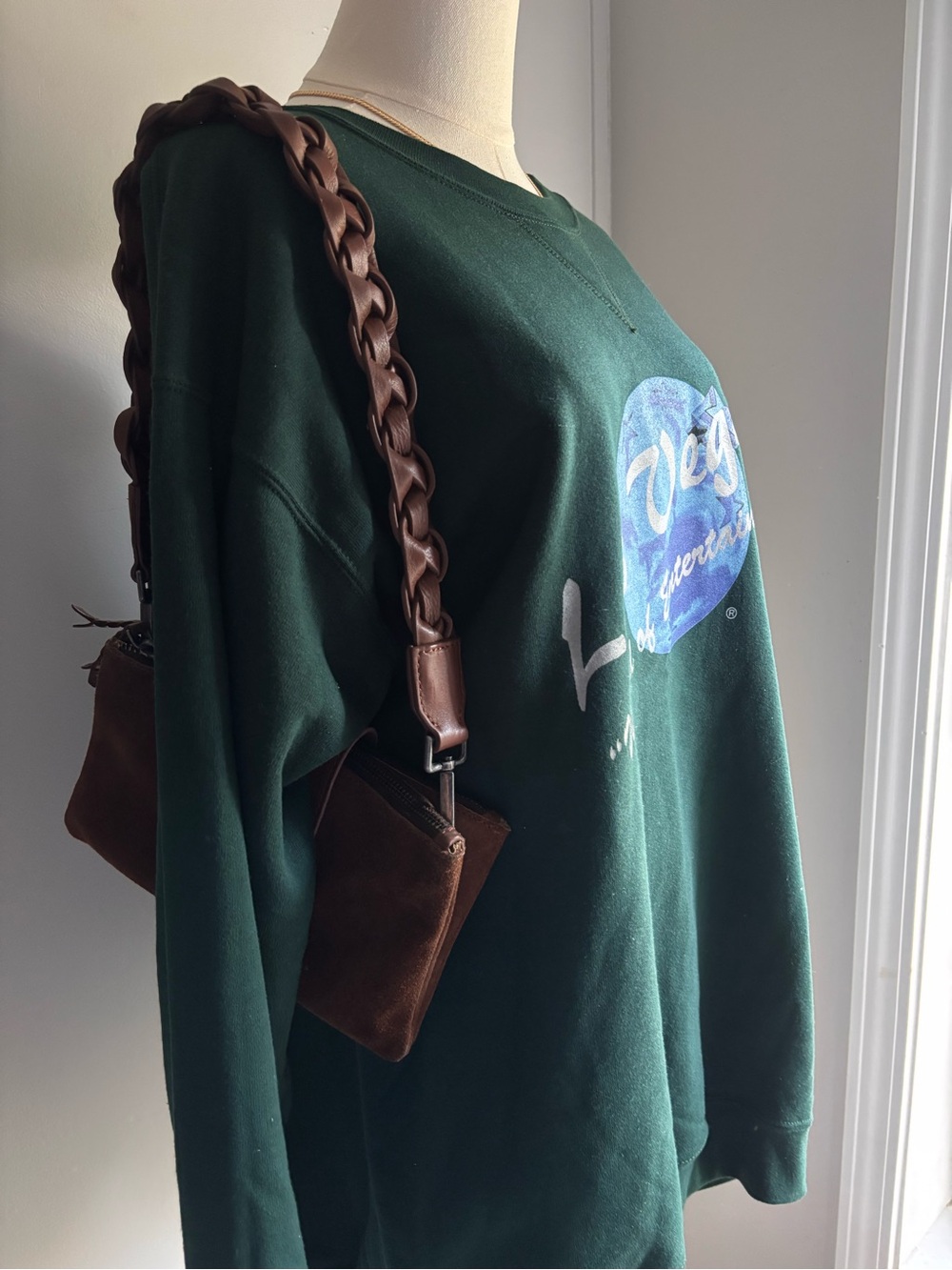 Las Vegas Graphic Crewneck Sweatshirt - Forest Green - Picture 3 of 5
